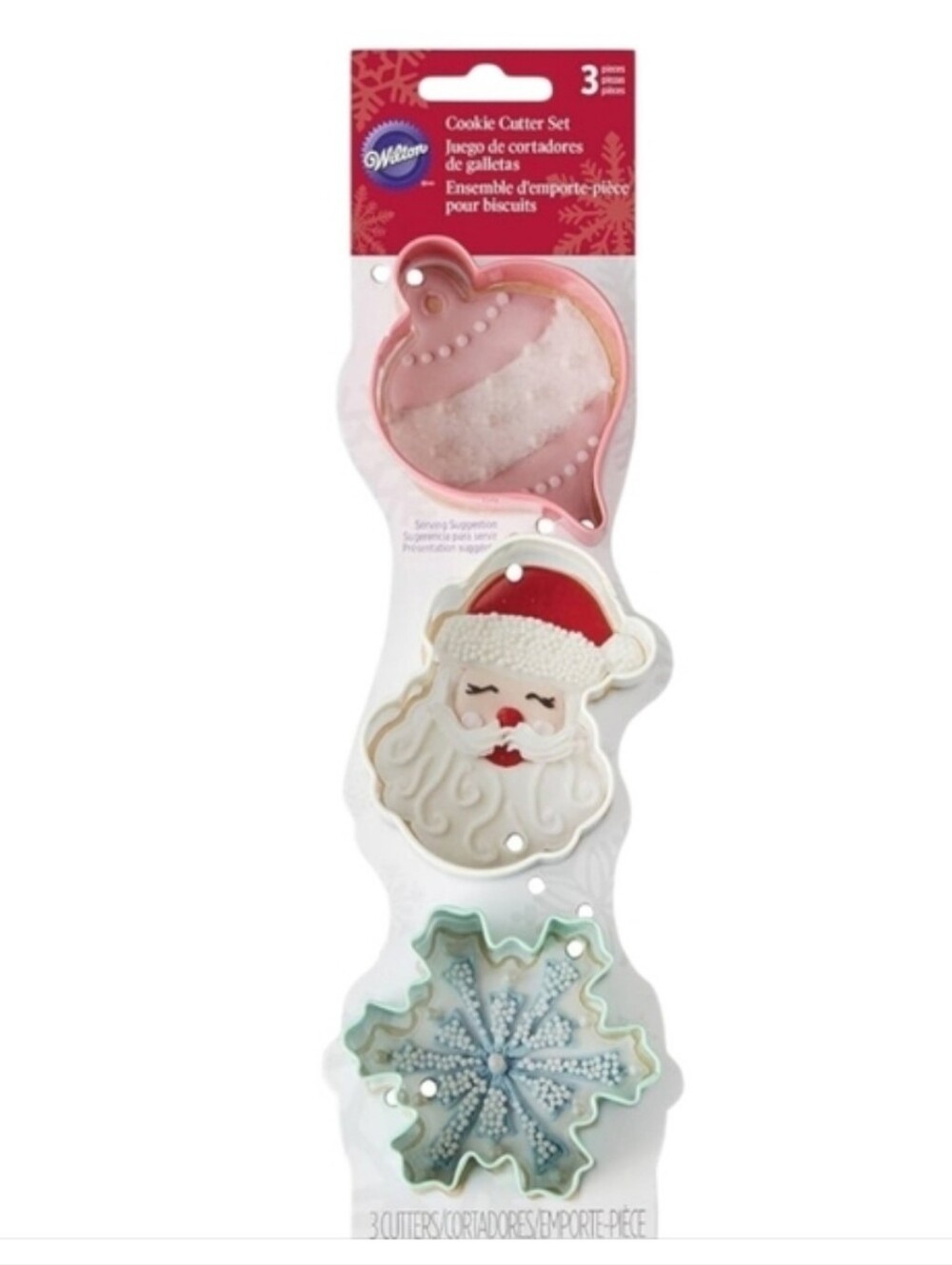 Cookie Cutters Christmas Holiday Wilton 3 Pc Set Ornament, Santa Claus Snonflake